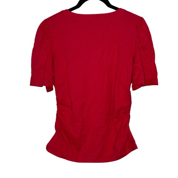 Madewell Side Cinch Puff Sleeve Tee Shirt NWT XS Red 100% Cotton - Picture 7 of 10